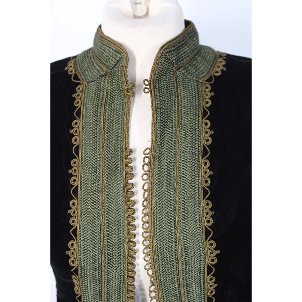 Maison du Caftan S? Casablanca Black Velvet Long Jacket Coat - Picture 9 of 10